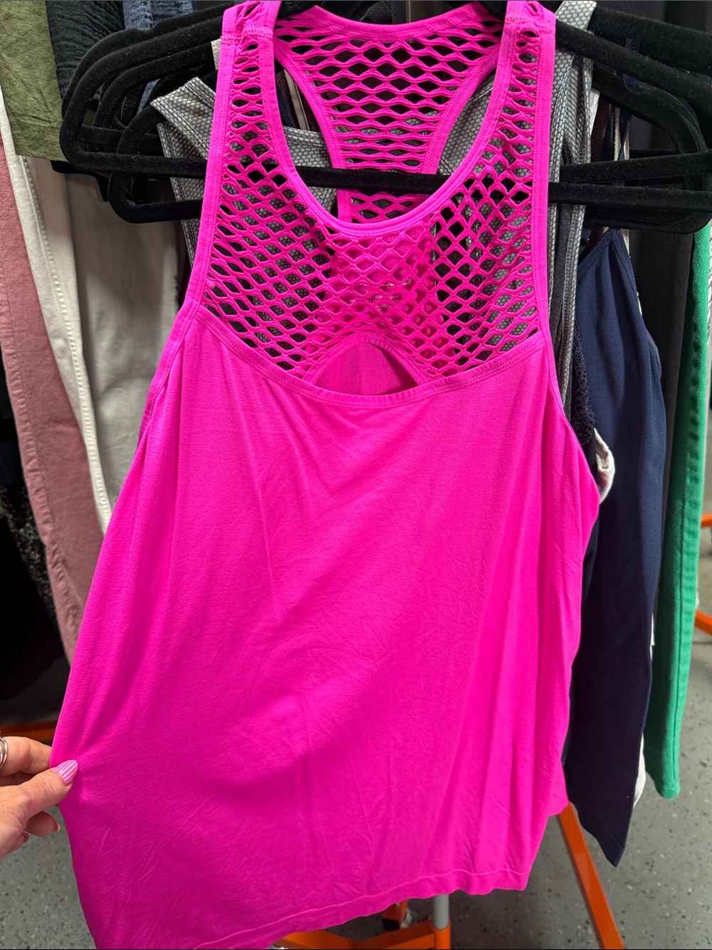 Active USA Hot Pink Mesh-Back Tank Top
